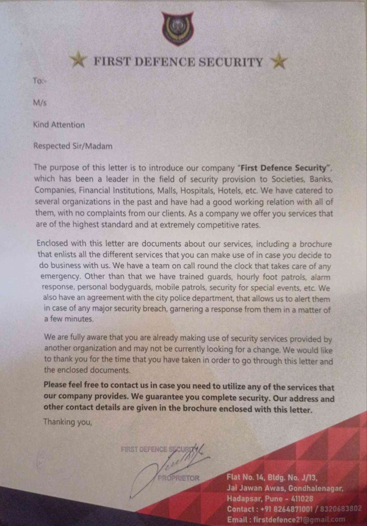 First Defence Security Document